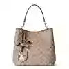 GUCCI GG CANVAS EMBLEM MEDIUM BUCKET BAG BEIGE/BROWN 2025 – BG112