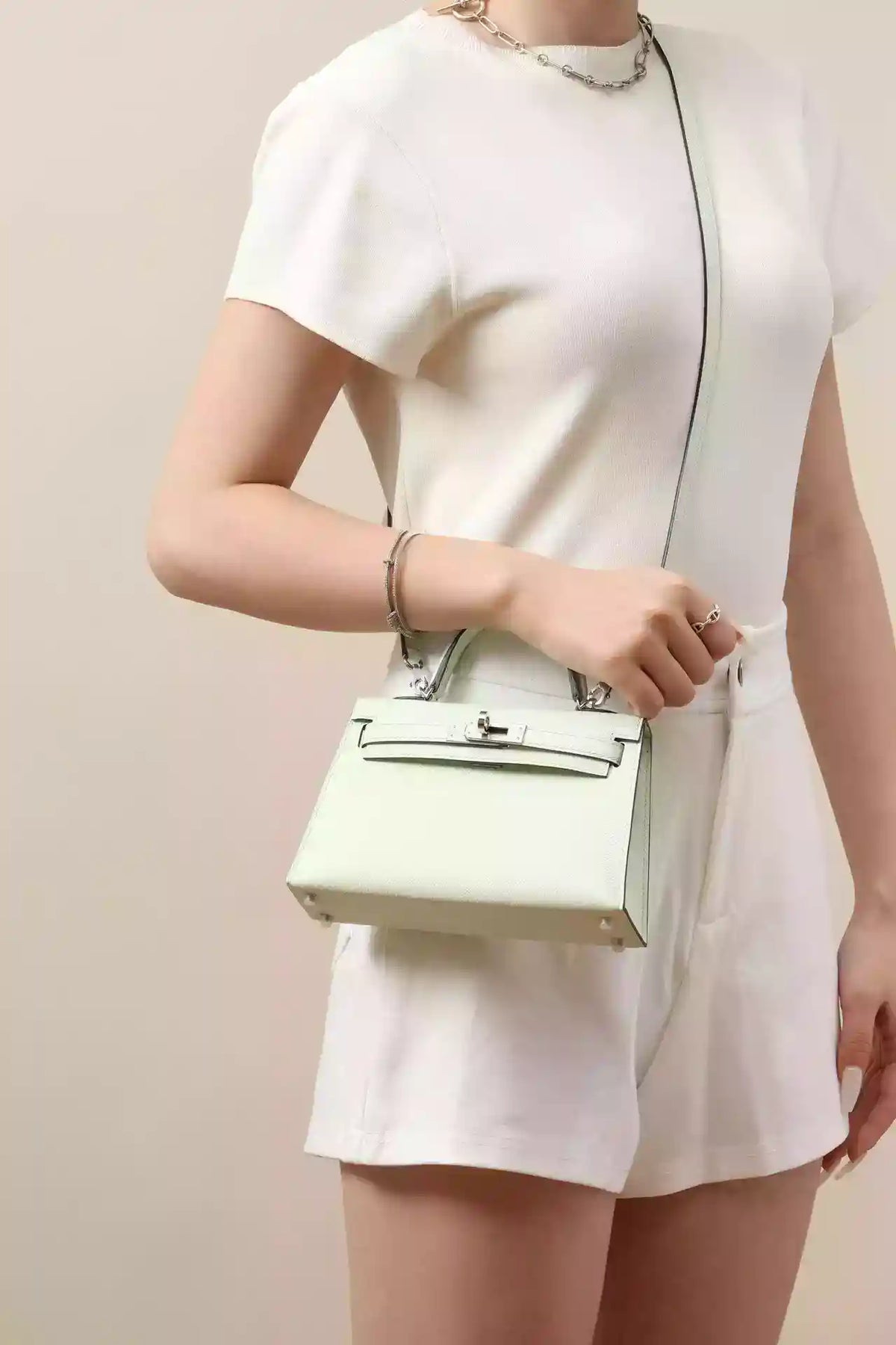 Hermes Epsom Kelly 20 Handbag in Vert Fizz  – HW195