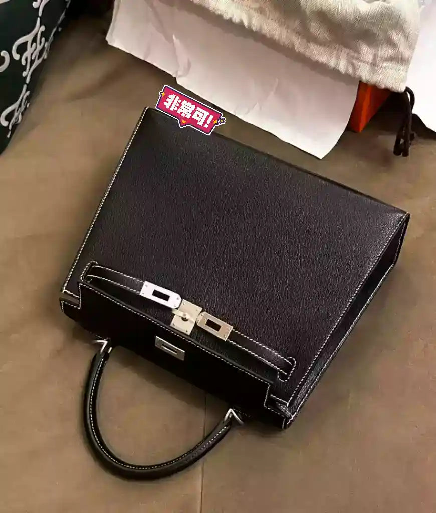 HERMES Chevre Mysore Horseshoe Mini Kelly Sellier 20 Black Lime – HW197