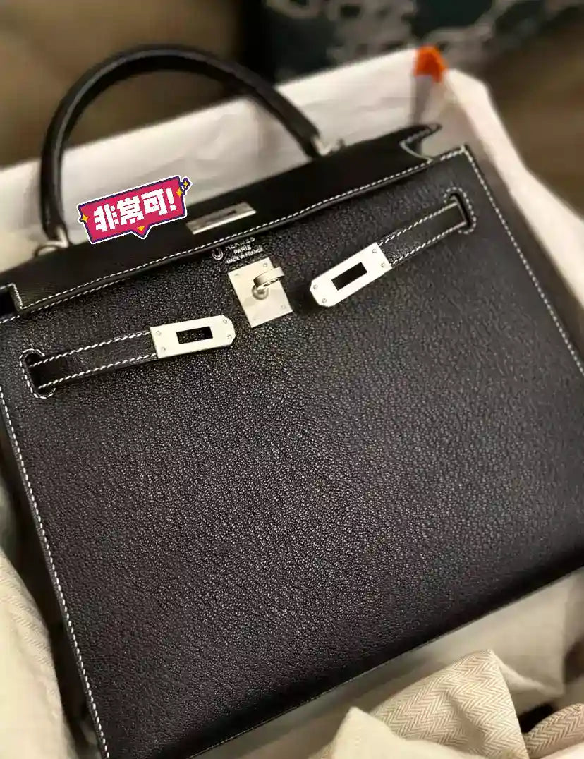 HERMES Chevre Mysore Horseshoe Mini Kelly Sellier 20 Black Lime – HW197