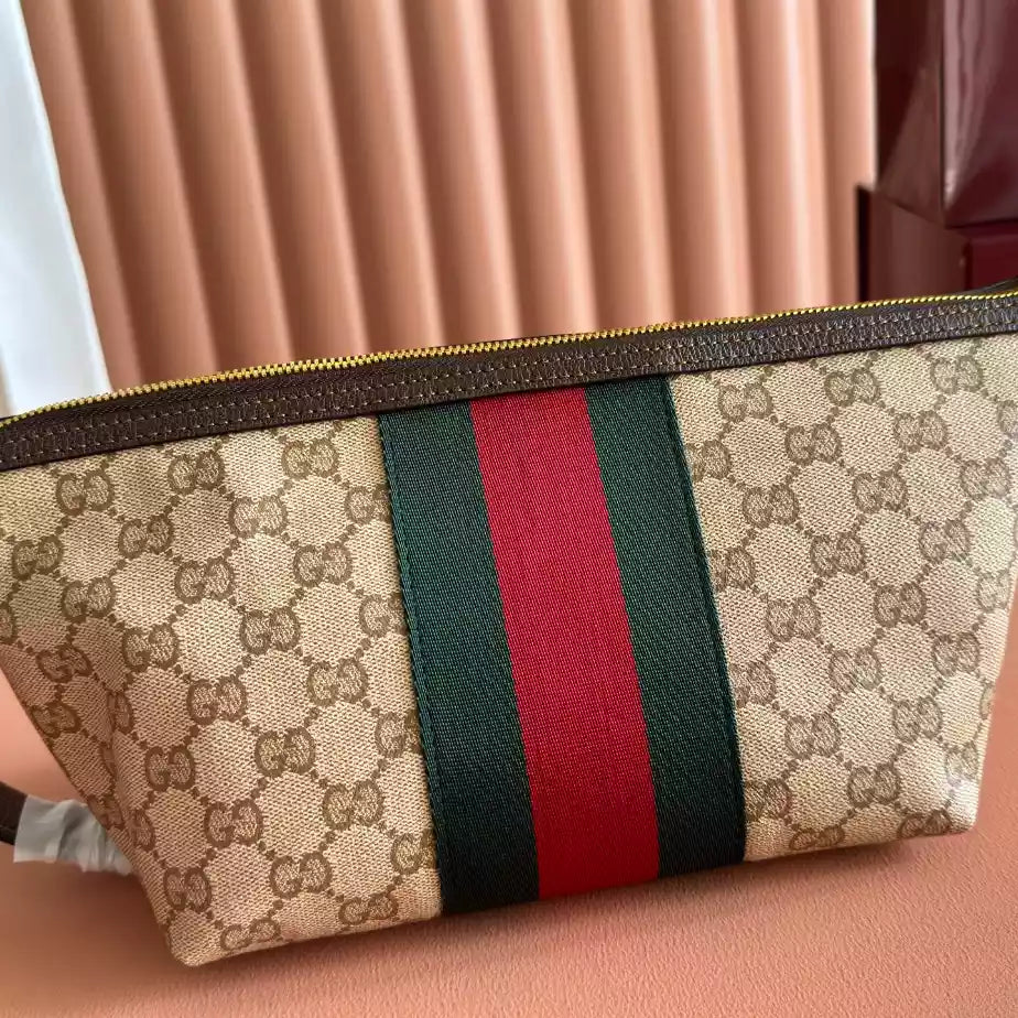 GUCCI ESSENCE CLASSIC GG CANVAS TOILETRY BAG IN BROWN – BG165