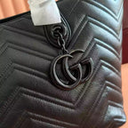 GUCCI GG MARMONT MEDIUM TOTE BAG IN BLACK LEATHER – BG217