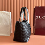 GUCCI GG MARMONT MEDIUM TOTE BAG IN BLACK LEATHER – BG217