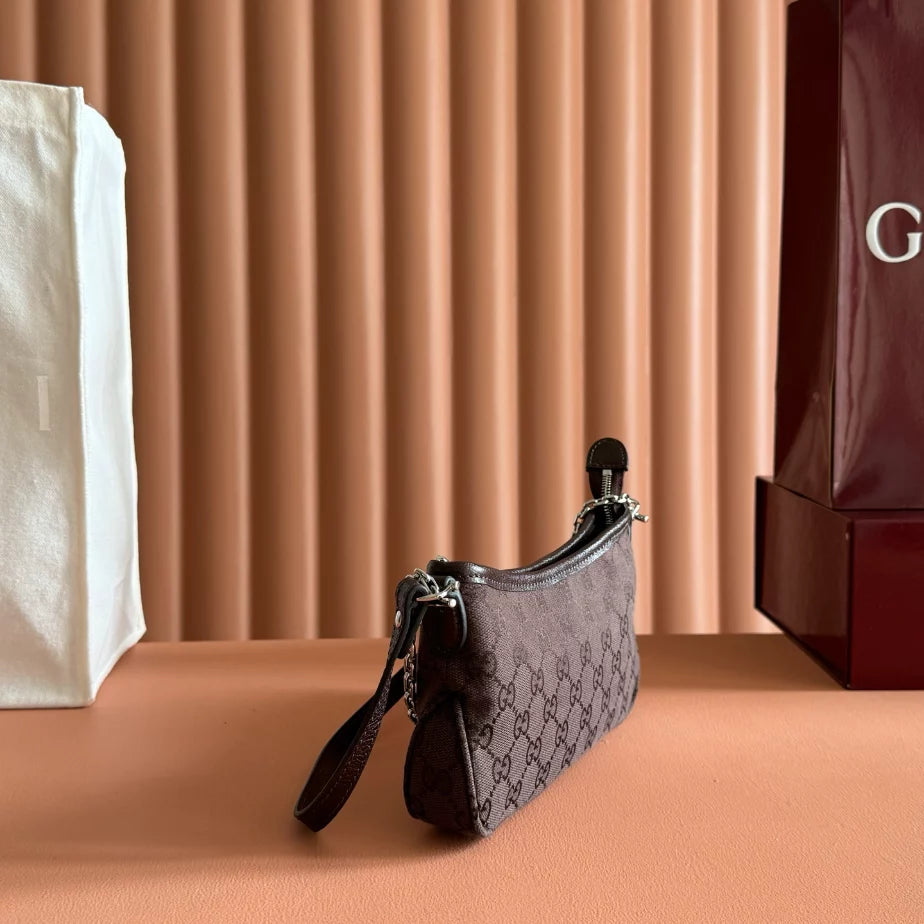 GUCCI GOSSIP SMALL SHOULDER BAG IN DARK BROWN GG CANVAS – BG166
