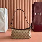 GUCCI GOSSIP SMALL SHOULDER BAG IN SAND AND BROWN GG CANVAS – BG167