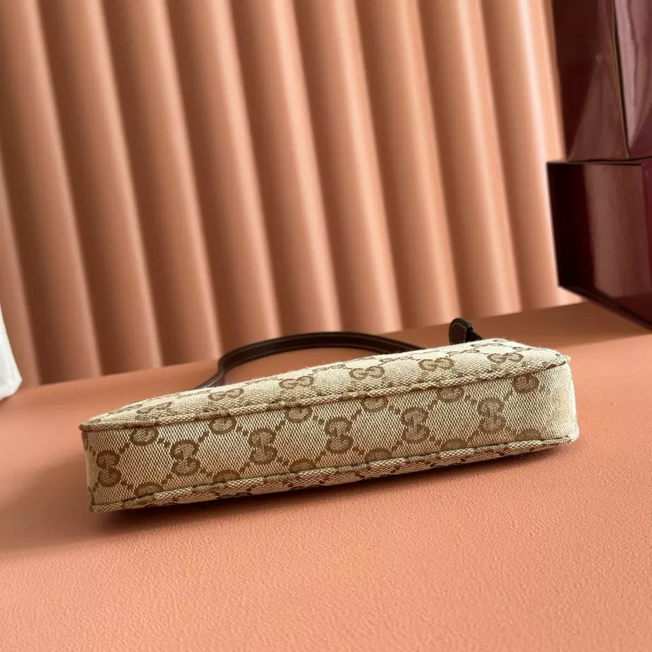 GUCCI GOSSIP SMALL SHOULDER BAG IN SAND AND BROWN GG CANVAS – BG167