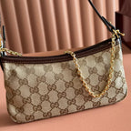 GUCCI GOSSIP SMALL SHOULDER BAG IN SAND AND BROWN GG CANVAS – BG167
