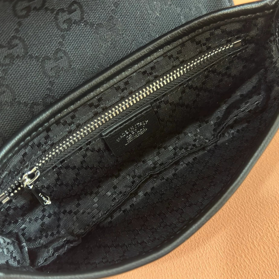 GUCCI JACKIE SMALL SHOULDER BAG IN BLACK GG CANVAS – BG186