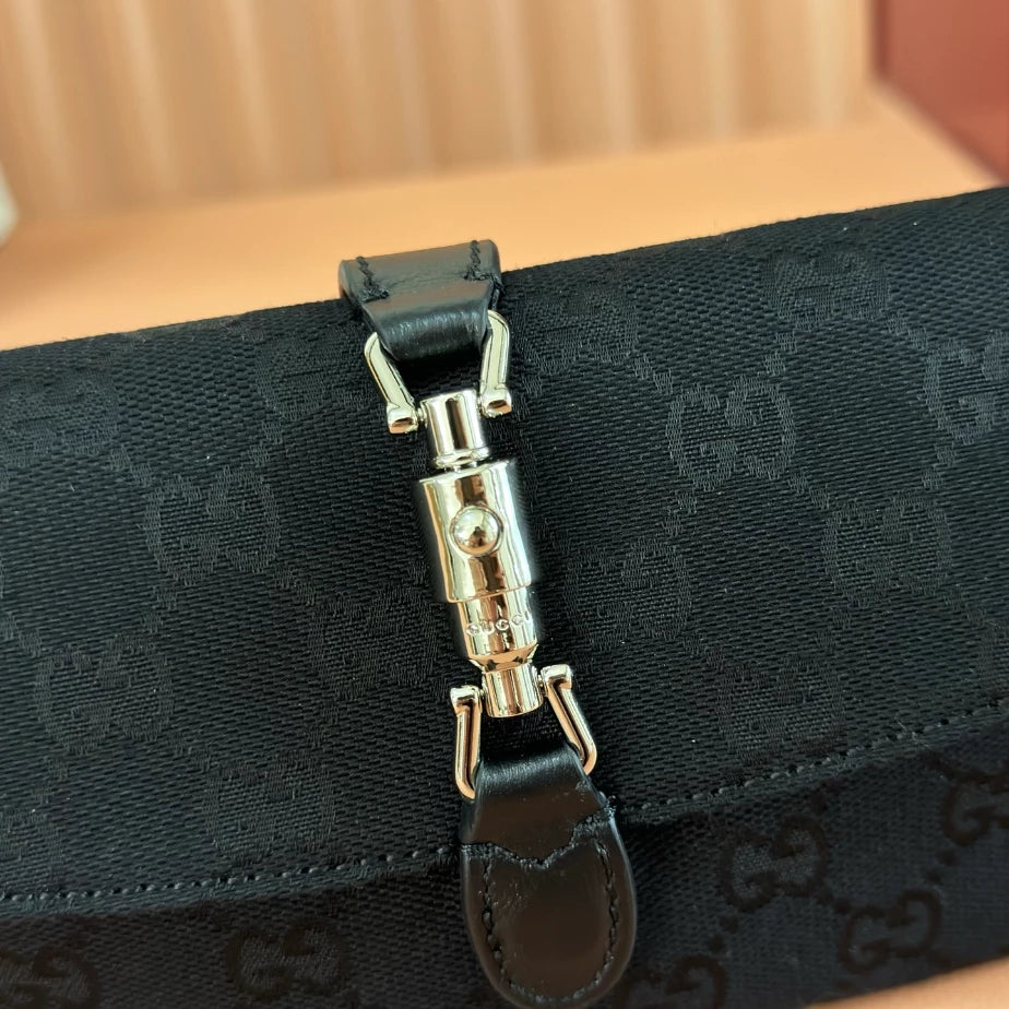 GUCCI JACKIE SMALL SHOULDER BAG IN BLACK GG CANVAS – BG186