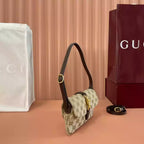 GUCCI JACKIE SMALL SHOULDER BAG IN SAND AND BROWN GG CANVAS – BG187
