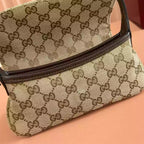 GUCCI JACKIE SMALL SHOULDER BAG IN SAND AND BROWN GG CANVAS – BG187