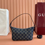 GUCCI LADY LUNETTA SMALL SHOULDER BAG IN DARK BLUE GG DENIM – BG155