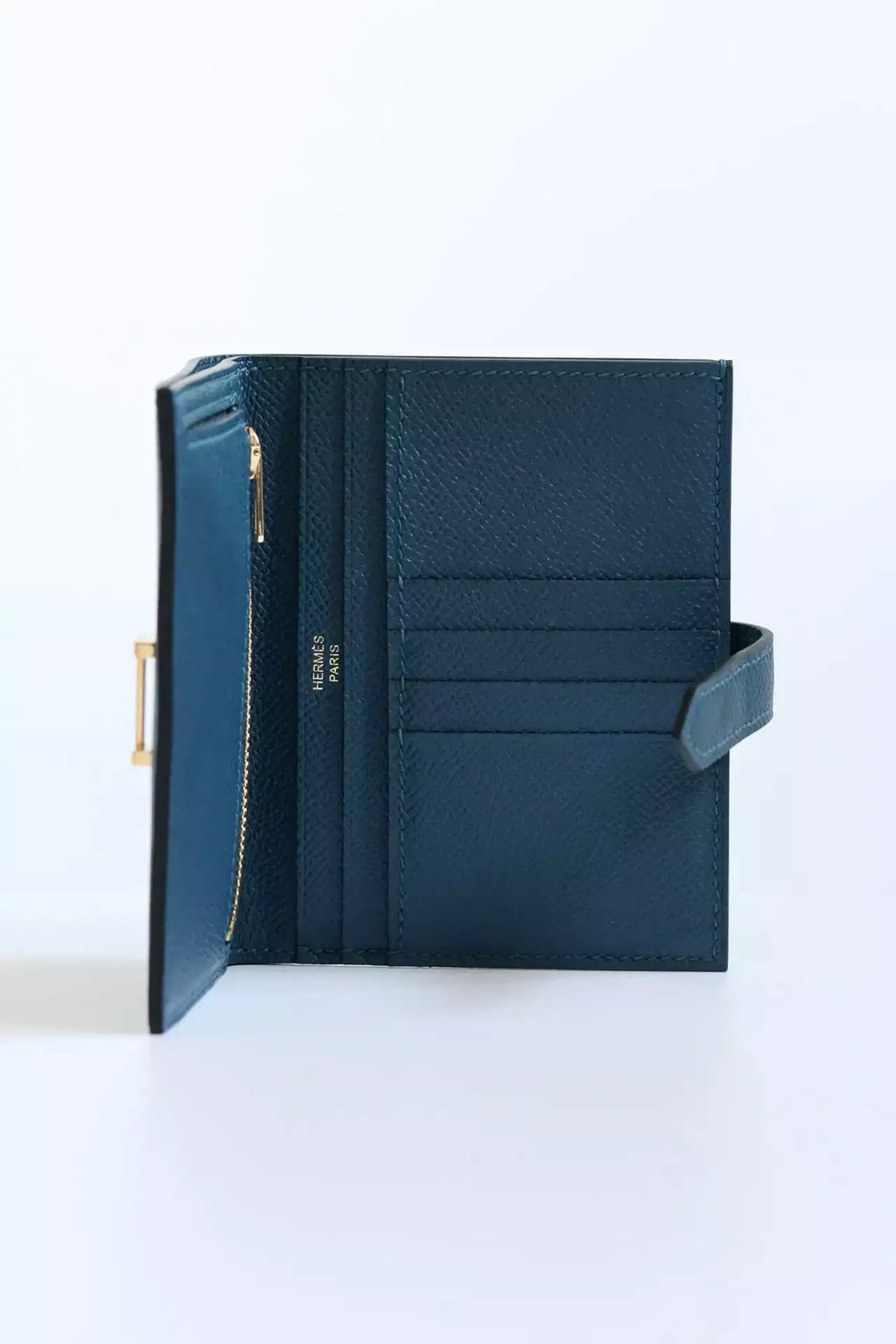 Hermes Bearn Compact Handmade Wallet in Deep Blue Epsom Calfskin – HW154