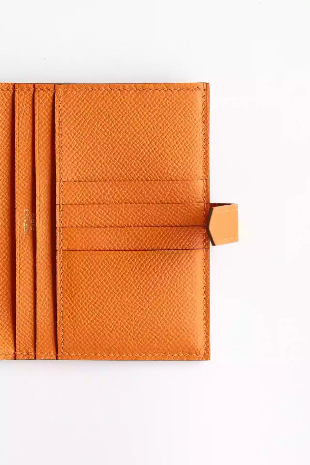 Hermes Bearn Compact Handmade Wallet in Orange Epsom Calfskin – HW149