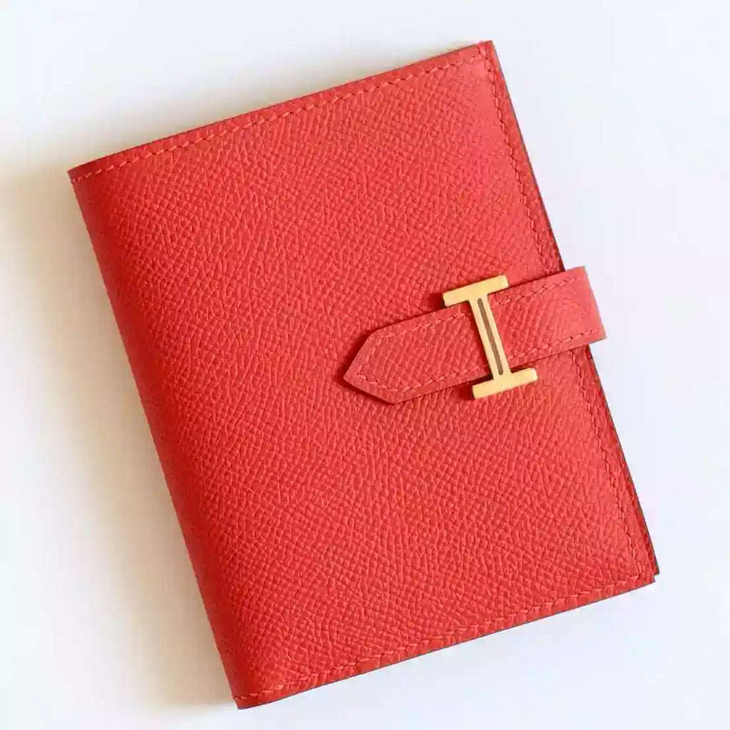 Hermes Bearn Compact Handmade Wallet in Red Epsom Calfskin – HW137