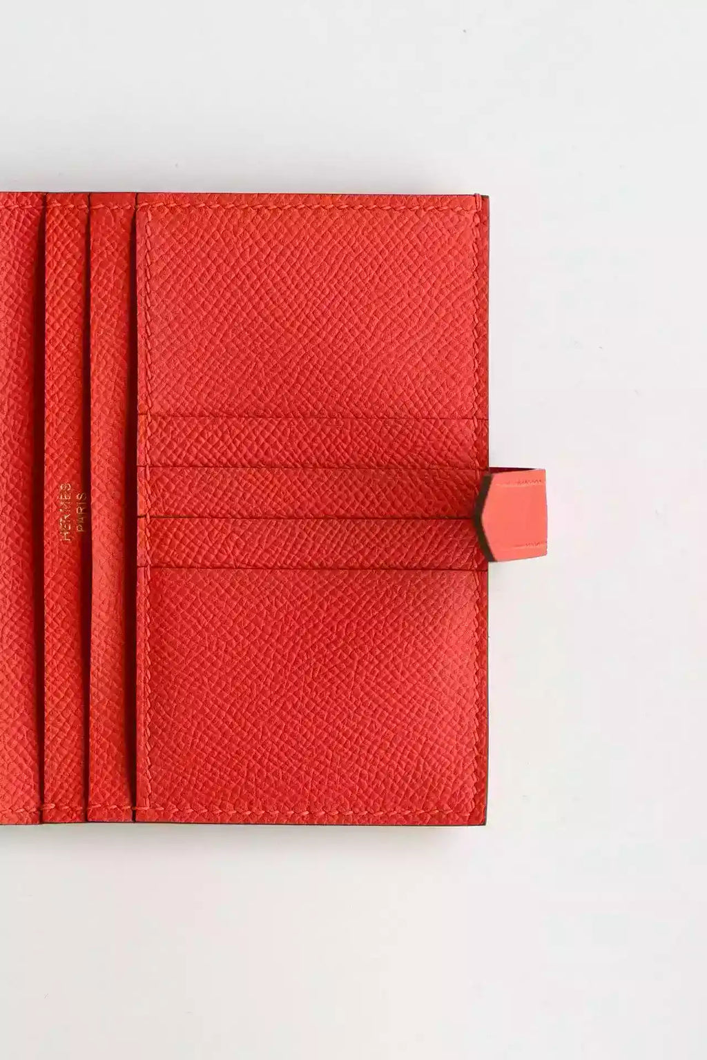Hermes Bearn Compact Handmade Wallet in Red Epsom Calfskin – HW137