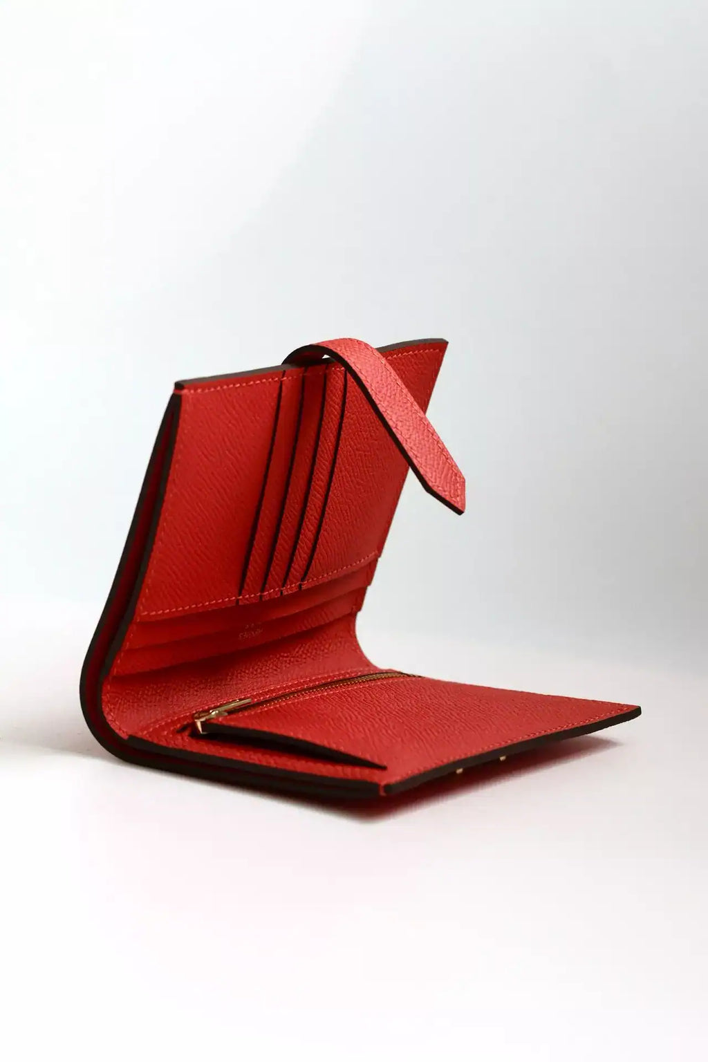 Hermes Bearn Compact Handmade Wallet in Red Epsom Calfskin – HW137