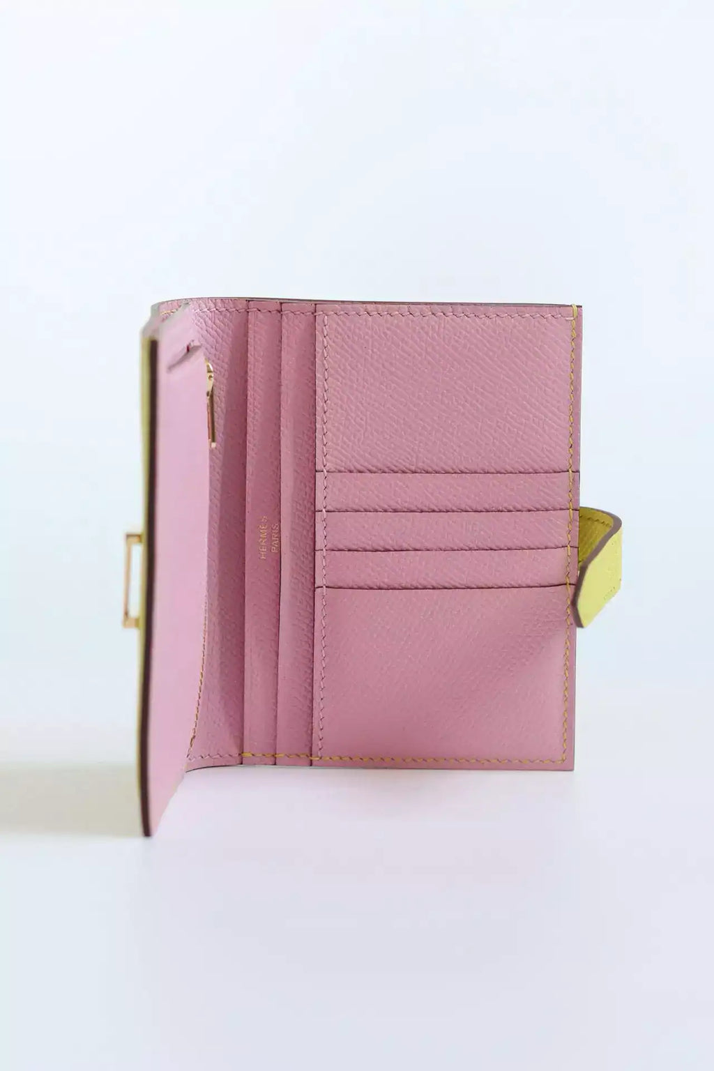Hermes Bearn Compact Verso Handmade Wallet in Lime Epsom Calfskin – HW136