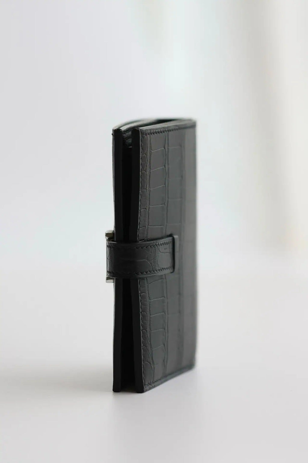 Hermes Bearn Compact Wallet in Black Matte Alligator Leather – HW171