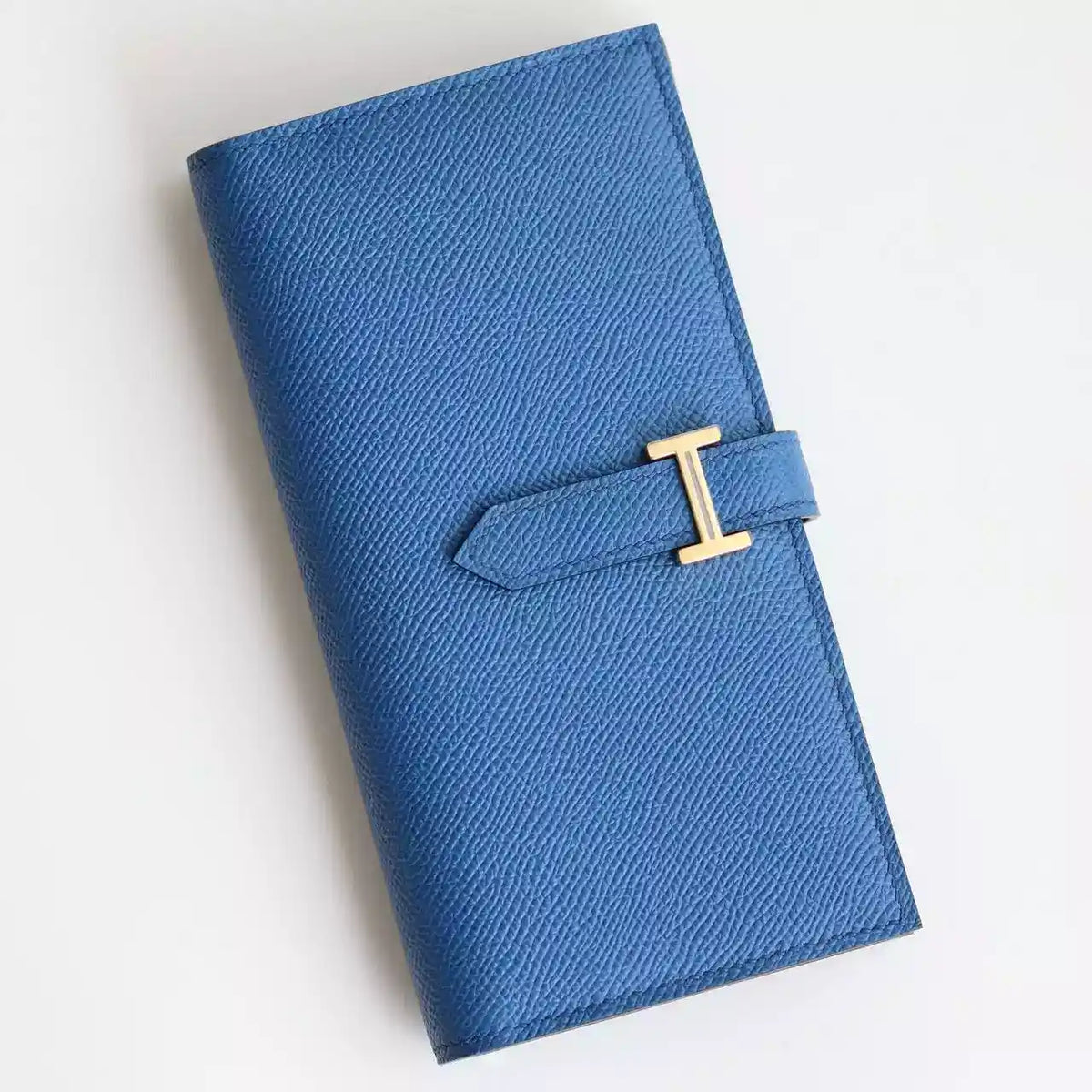 Hermes Bearn Long Handmade Wallet in Blue France Epsom Calfskin – HW142