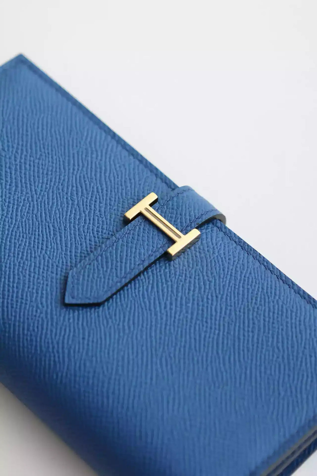 Hermes Bearn Long Handmade Wallet in Blue France Epsom Calfskin – HW142