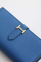 Hermes Bearn Long Handmade Wallet in Blue France Epsom Calfskin – HW142