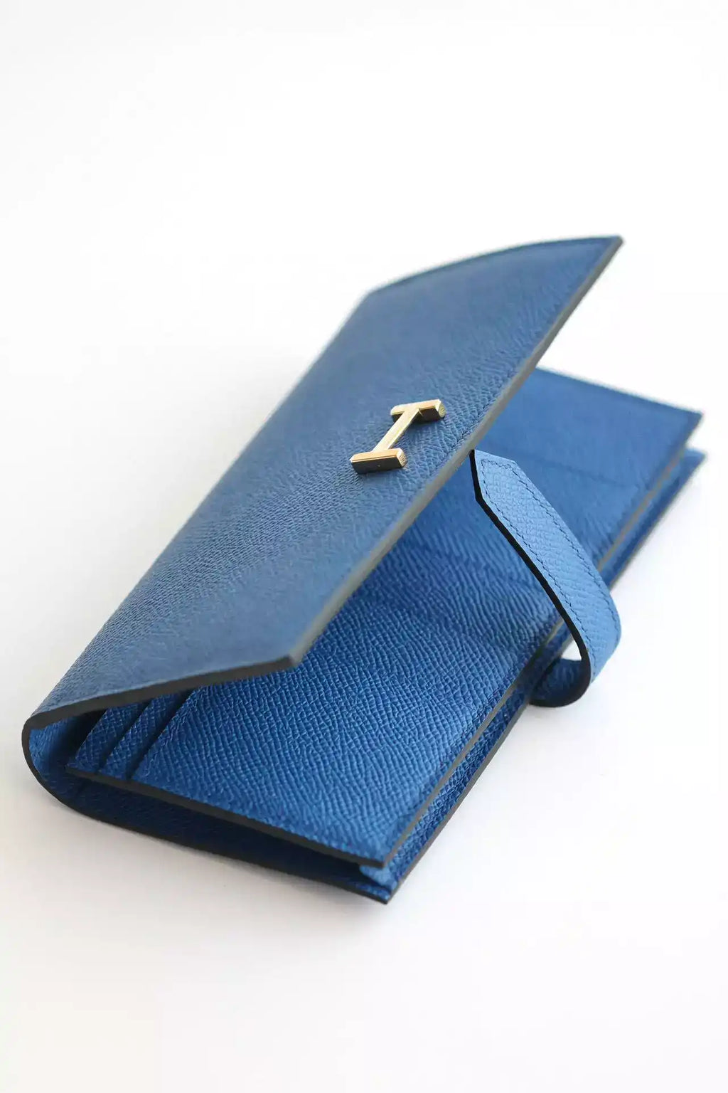 Hermes Bearn Long Handmade Wallet in Blue France Epsom Calfskin – HW142