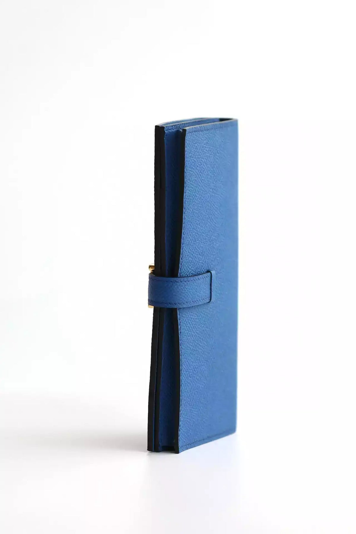 Hermes Bearn Long Handmade Wallet in Blue France Epsom Calfskin – HW142