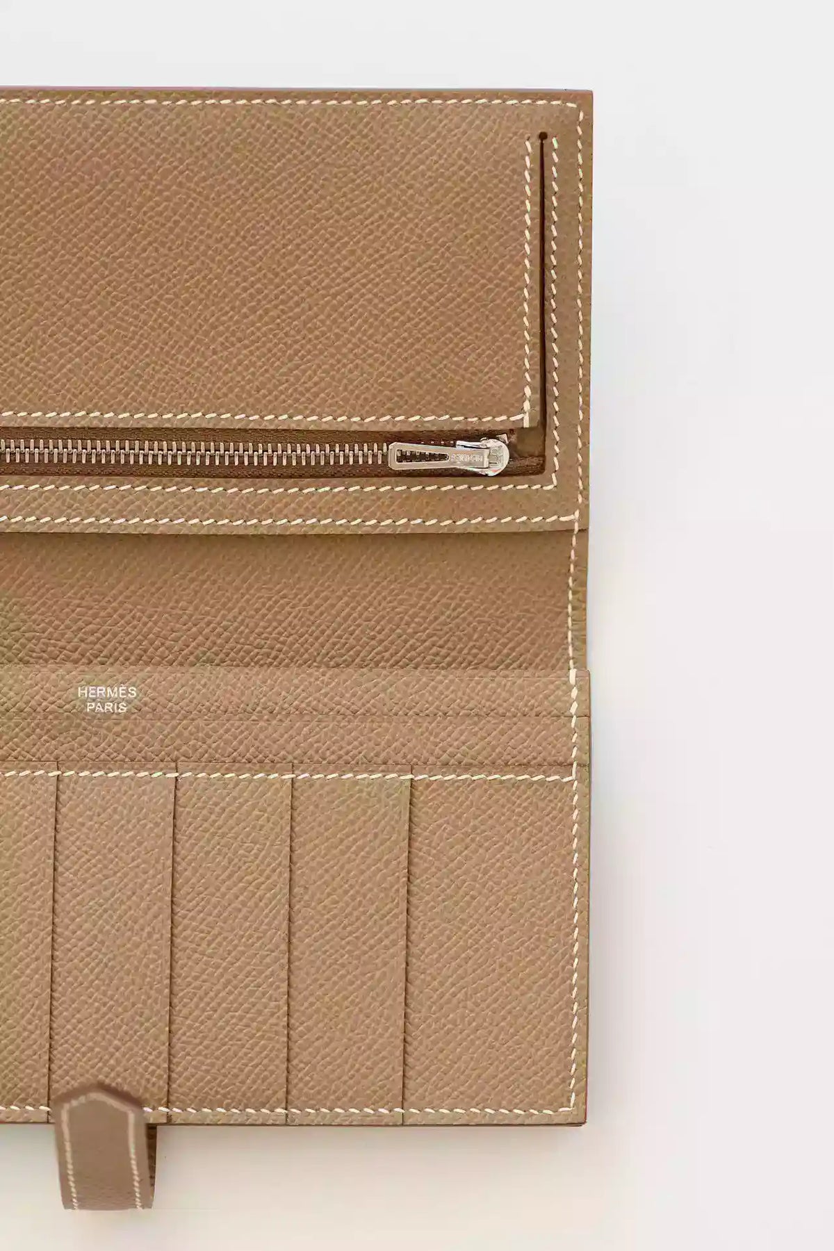 Hermes Bearn Long Handmade Wallet in Taupe Epsom Calfskin – HW144