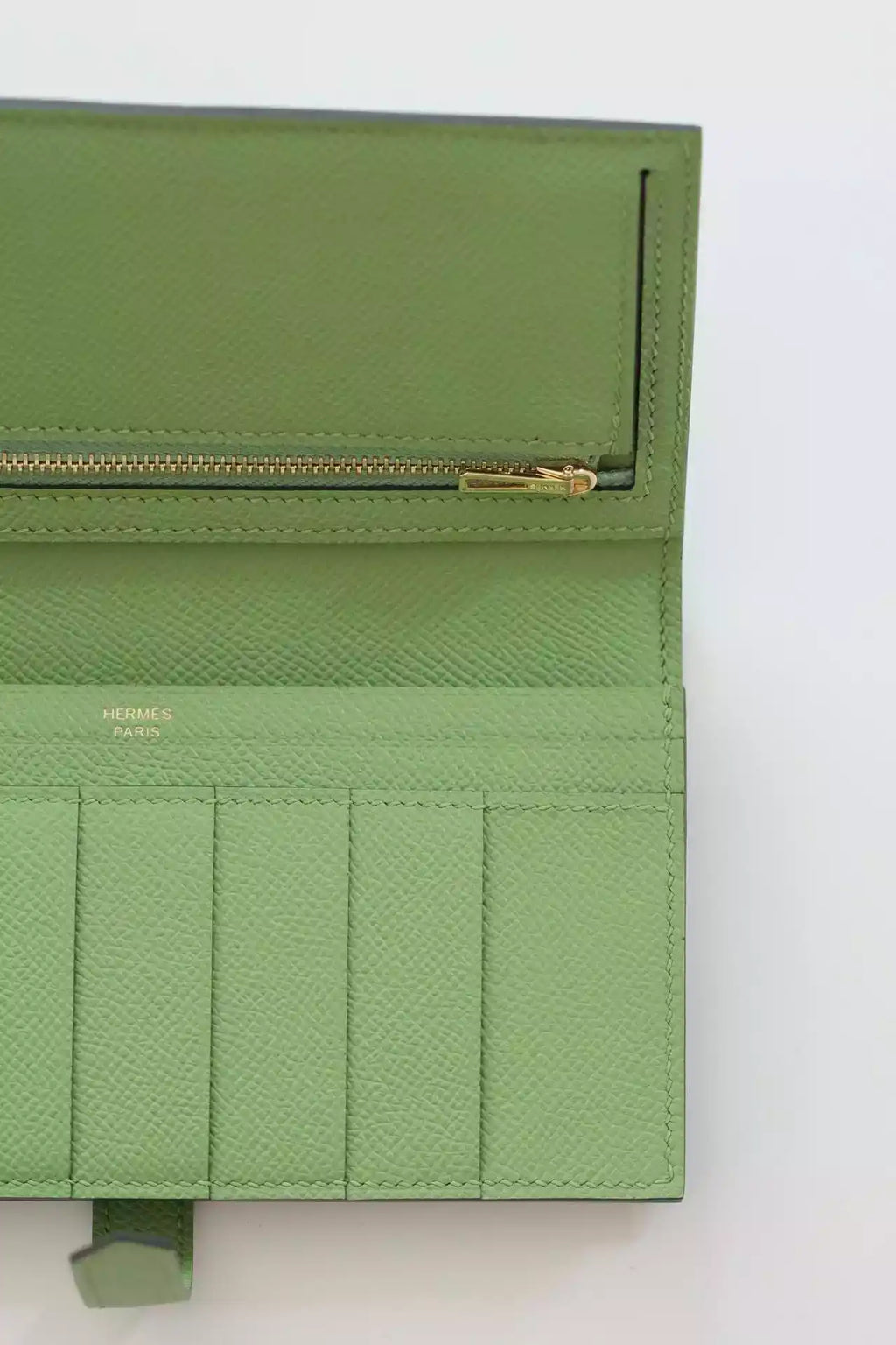 Hermes Bearn Long Handmade Wallet in Vert Criquet Epsom Calfskin – HW143