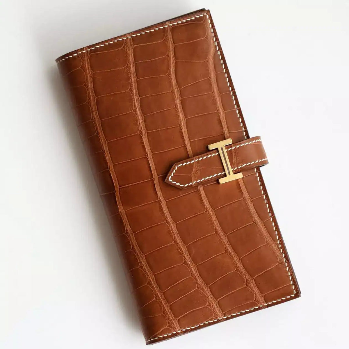 Hermes Bearn Long Wallet in Gold Matte Alligator Leather – HW164