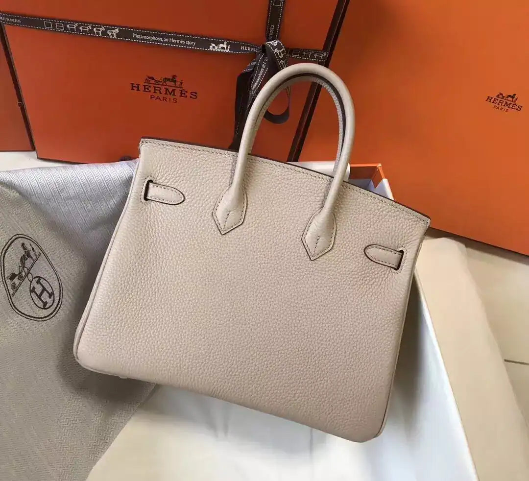 Hermes Birkin 25cm Bag In Beige Clemence Leather GHW – HW015