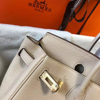 Hermes Birkin 25cm Bag In Beige Clemence Leather GHW – HW015