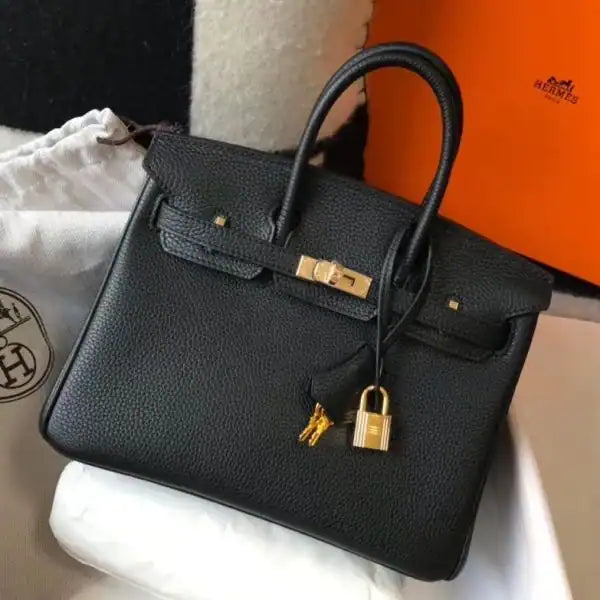 Hermes Birkin 25cm Bag In Black Clemence Leather GHW – HW010