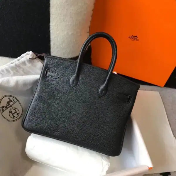 Hermes Birkin 25cm Bag In Black Clemence Leather GHW – HW010