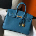 Hermes Birkin 25cm Bag In Blue Jean Clemence Leather GHW – HW014