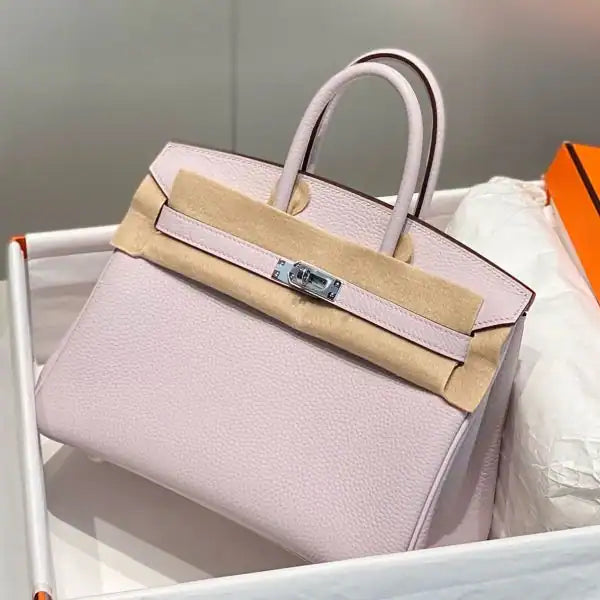 Hermes Birkin 25cm Bag In Mauve Pale Clemence Leather PHW – HW009
