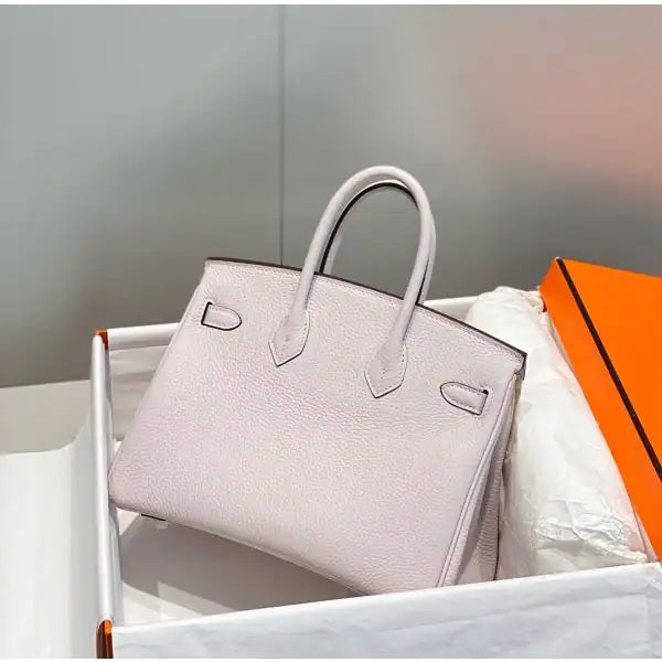 Hermes Birkin 25cm Bag In Mauve Pale Clemence Leather PHW – HW009