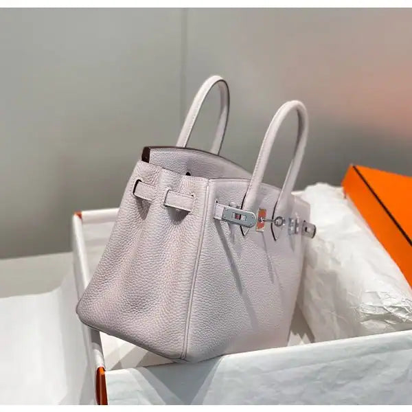 Hermes Birkin 25cm Bag In Mauve Pale Clemence Leather PHW – HW009