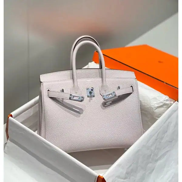 Hermes Birkin 25cm Bag In Mauve Pale Clemence Leather PHW – HW009