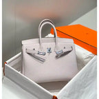 Hermes Birkin 25cm Bag In Mauve Pale Clemence Leather PHW – HW009