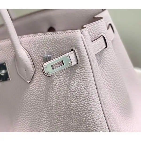 Hermes Birkin 25cm Bag In Mauve Pale Clemence Leather PHW – HW009