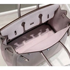 Hermes Birkin 25cm Bag In Mauve Pale Clemence Leather PHW – HW009