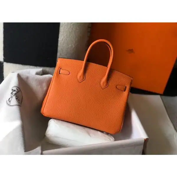 Hermes Birkin 25cm Bag In Orange Clemence Leather GHW – HW007