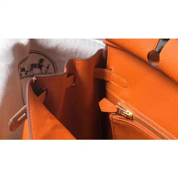 Hermes Birkin 25cm Bag In Orange Clemence Leather GHW – HW007