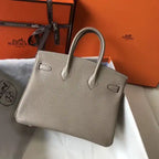 Hermes Birkin 25cm Bag In Tourterelle Clemence Leather GHW – HW005