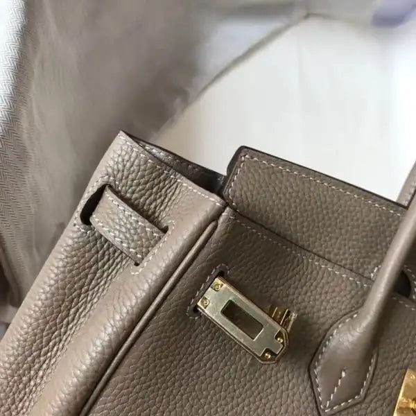 Hermes Birkin 25cm Bag In Tourterelle Clemence Leather GHW – HW005