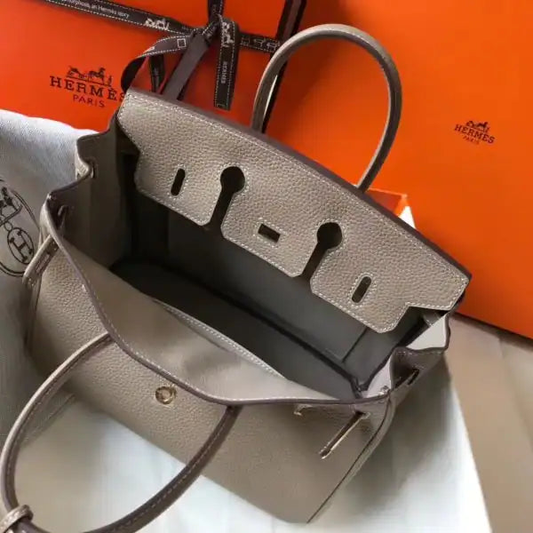 Hermes Birkin 25cm Bag In Tourterelle Clemence Leather GHW – HW005