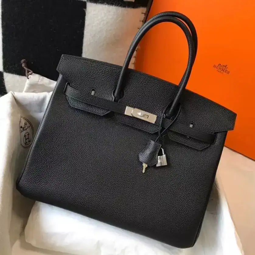 Hermes Birkin 30cm Bag In Black Clemence Leather PHW – HW029
