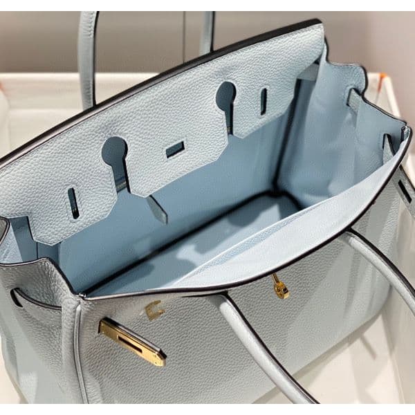 Hermes Birkin 30cm Bag In Blue Brume Clemence Leather GHW – HW017